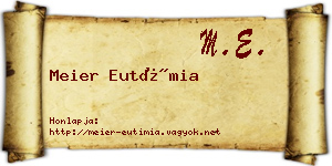 Meier Eutímia névjegykártya